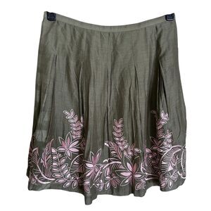 Tommy Bahama Pink Embroidered Cotton Silk Skirt